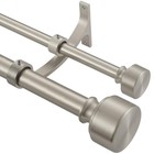 Brushed Nickel Double Curtain Rods 28-48 Inch Adjustable Heavy Duty Modern Set