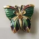 Estee Lauder Compact With Solid Perfume Jeweled Butterfly Green Gold Enamel