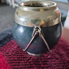 Yerba Mate Gourd Cup With Argentine Silver Coin Embellishment