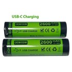 Usb-c Rechargeable Li-ion Battery 3 7v 2600mah For Flashlights -set Of Two