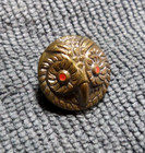 Antique Realistic Metal Picture Button Owl