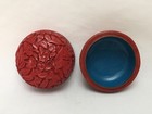 Fine Old Chinese Cinnabar And Blue Enamel Circular Ink Pad Box