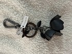 Coach Black Leather metal Rose Flower 3d Detachable Bag Charm Key Chain