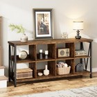 Farmhouse Storage Organizer 8-cube 62 Inch Horizontal Wood Bookcase Bookshelf