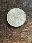 1986 Singapore 10 Ten Cents Actual Coin Tb4486 