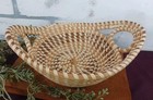 Woven Sweetgrass Basket   Handles Vintage Two Tone Trinket Storage Decor