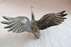 Retired Hagen Renaker Detailed Adult Grey Goose Honking   Taking Flight Figurine