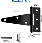 6-pack Black T-strap Hinges Heavy Duty Gate Barn Shed Fence Door Hinge 4  6  8 