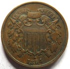 1864 Usa Shield 2 Cents Coin