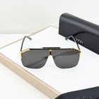 Gucci Gg0291s Shield Sunglasses Men Black Gold Frame Gray Lens Italy 99mm