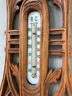 1920 s Carwed Wood Art Nouveau Weather Station Barometer   Thermometer