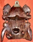Vintage Asian Chinese Mongolian Hand-carved Ornate Wood Emperor Deity Face D  cor