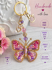 Handmade Beaded Butterfly Keychain Bag Charm Sparkly Cute Gift Accessory