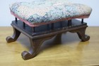 Vintage Wooden Foot Stool With Upholstered Fabric Cover - 13  X 9  X 8 