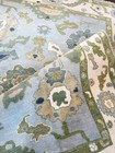 Green Blue Hand Knotted Oushak Rug Turkish Wool Area Rug Living Room Carpet