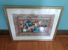 Vintage Artist Signed Framed Mexican Folk Art Amate Bark Painting Figural 15x12