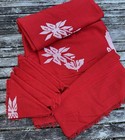 New Vintage Guatemalan Red Woven Tablecloth Textile Lg 120x54   11 Napkins