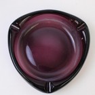 Vintage Mid-century Dark Purple Glass Ashtray 8in Heavy Tobacciana