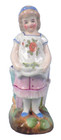Match Striker Girl Gathering Flowers Victorian Porcelain Holder Scarce Antique