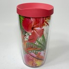 Tervis 16 Oz Tropical Hibiscus Tumbler Insulated Pink Lid Travel Cup Hot Cold