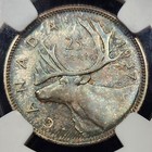 Specimen Toned Silver 1937 Canada 25 Cents Quarter   Ngc Sp66 Matte