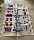 Vintage America   s Cup Trophy  Flags  Sailing Signals  Towel Unused 1980s Linen