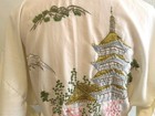 Vintage Japanese M-xl Embroidered  Floral Cherry Blossom Kimono Robe Japan 