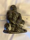Canadian Eskimo Art Signed Inuit Soapstone Sculpture Carving Hunter Vintage