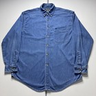 Vintage Men   s Eddie Bauer Usa Denim Chore Shirt Jacket Size Medium Dark Wash