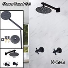 Shower Faucet Set Wall Mount 2-handle Mixer Valve Tap Cold And Hot Round Head