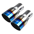  Pack Of 2 Blue Burnt Exhaust Tip 2 5  Inlet 3 5  Outlet 7 75 Long 304 