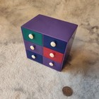 Mod Small Desk Organizer Purple W drawers Vintage 1970s Retro Blue Red Purple