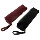 2pcs Leather Pencil Case Small Zipper Pen Bag Stationery Pouch Bag For Men Women