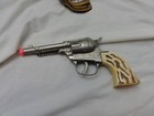 Vintage Toy Hubley Cap Gun W  Rare Grip Faux Bone Handle   Holster