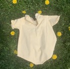 Antique Vtg Baby Boy Girl Clothing One Piece Yellow Embroidered Birds Romper  