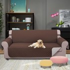 Reversible Sofa Cover  Water-repellent  Pet Protector With Straps  Coffee beige