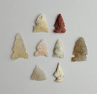 Tiny Bird Point Arrowheads - Mixed Materials - Lot Of 8 -mclean Co  Nd Artifacts