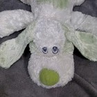 Aurora Baby White Puppy Dog Plush Green Satin Ears 14  Stuffed Animal Flopsy