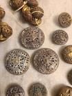 54 Vtg Antique Victorian Metal Button Lot Filigree Picture Perfume Twinkle