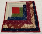 Vintage Antique Patchwork Quilt Table Topper  Log Cabin  Early Calico Prints