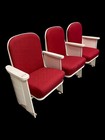 3 Theater Seats  Vintage Red Upholstered Tip-up Cinema Auditorium Seating  A16