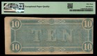 1864  10 Confederate States Of America Pmg Au 53 Epq Antique Note 