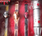 Vintage 1999 Star Wars Jar Jar Binks Wrist Watch Set 3 Lightsaber Case Lucasfilm