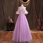 Purple Ball Gown Women Evening Dresses Appliques Tulle Prom Birthday Party Gowns