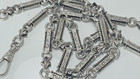 Antique Sterling Silver Watch Etched Bar Chain Link English Albert Necklace 24 