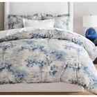 Pottery Barn Jardin Toile  King cal King Duvet   2 Euro Shams Blue