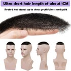 Men Short 1cm Buzz Cut Toupee Replacement System Virgin Human Hair Transparent G
