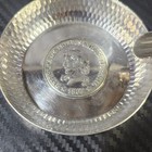 Antique 1907 Brazilian Coin Imprint Hammered Silver Tone Ashtray Made In Brazil