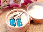 Sterling Silver  Turquoise Flat Bead Hook Dangle Drop Earrings