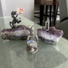 Spoontiques Pewter Wizard 1986 With Dragon And Castle Amethyst Bases